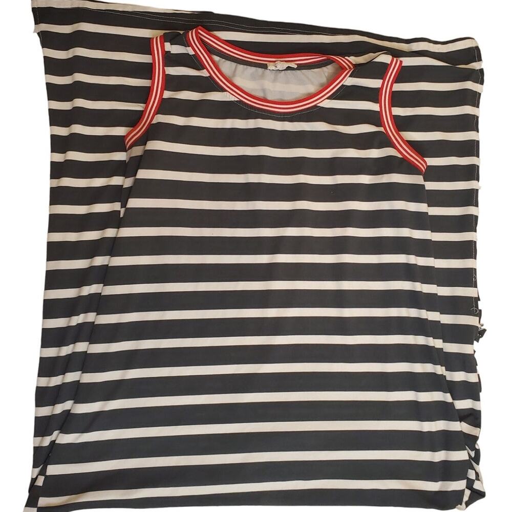 EXIST Long B&W Long T-Shirt Style Maxi Pullover Casual Split Weekend Dress Sz L
